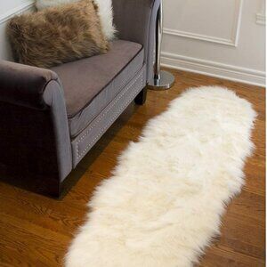 NEW! Luxe Home Decor Gordon Faux Sheepskin Double Rug 2' x 6' VEGAN CRUELTY FREE